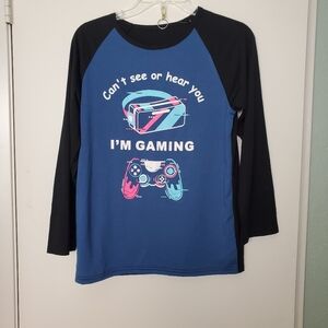 Tebbis Colorblock Gaming Long Sleeve Shirt Sz 16 Spellout I'm Gaming NWT